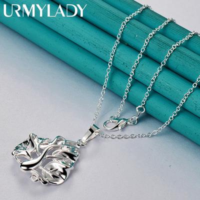 URMYLADY Collana con ciondolo albero in argento sterling 925 per gioielli di moda per fidanzamento di nozze da donna