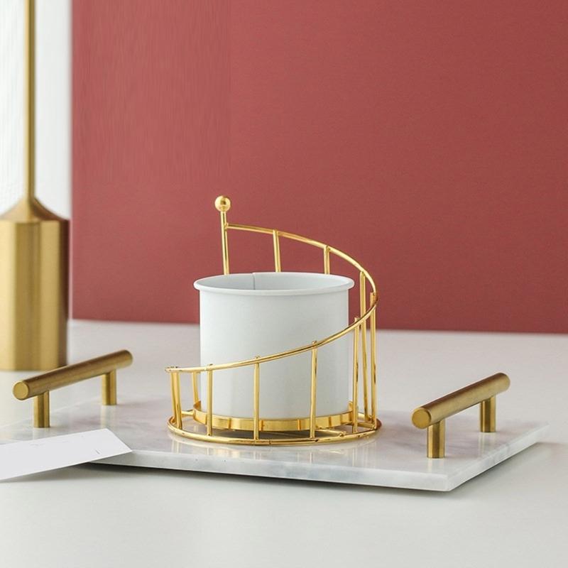 Ceramic Flowerpot Flower Plant Pots Balcony Courtyard Potted Plant Flowerpot with Iron Frame Home Garden Tray