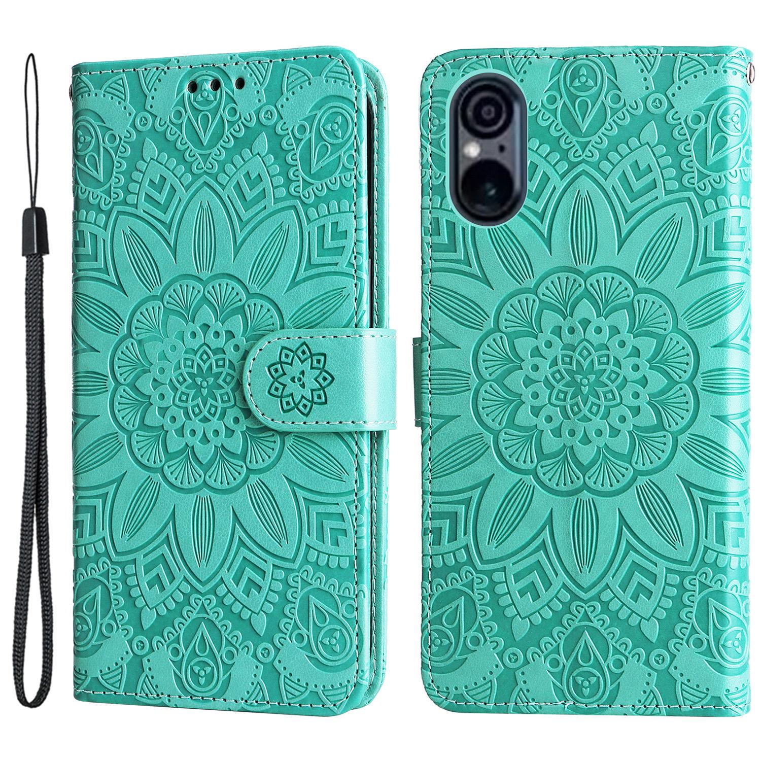 For Sony Xperia 5 VI Case PU Leather Phone Wallet Cover Sunflower Pattern D