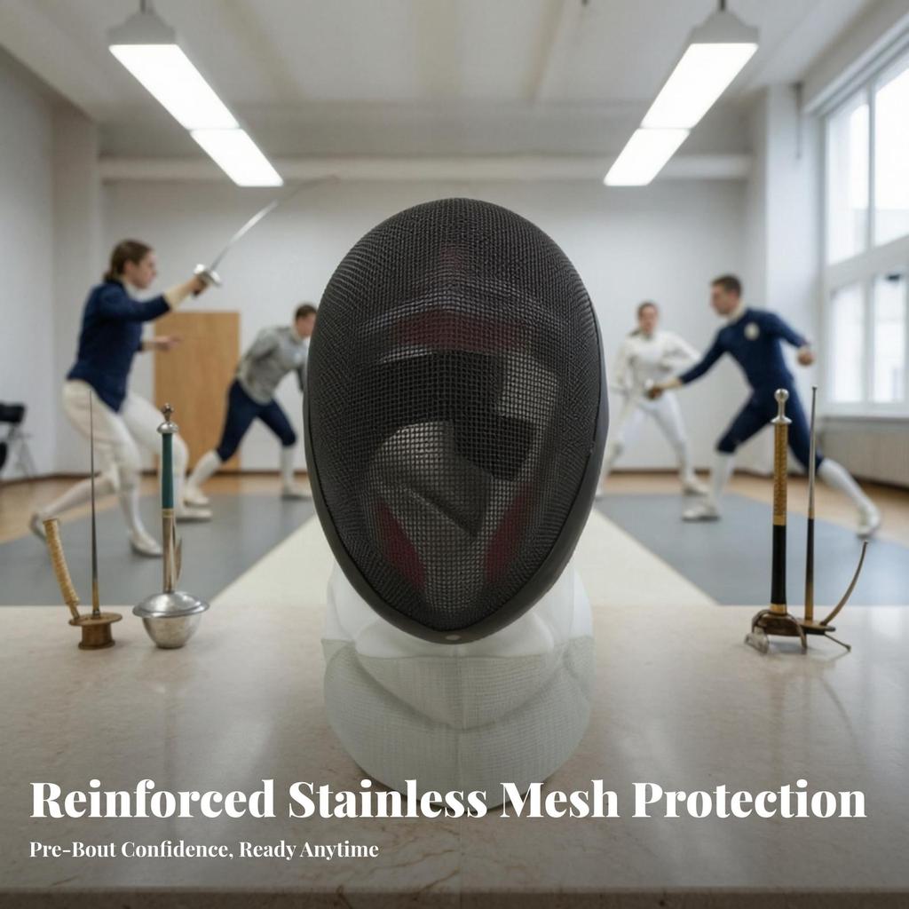Foil Fencing Mask Clear Vision with Bib Adjustable for Sparring