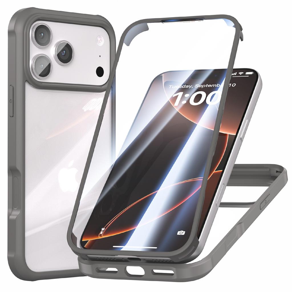 For iPhone 17 Pro Case Double-Sided Tempered Glass+Silicone+TPU Phone Cover