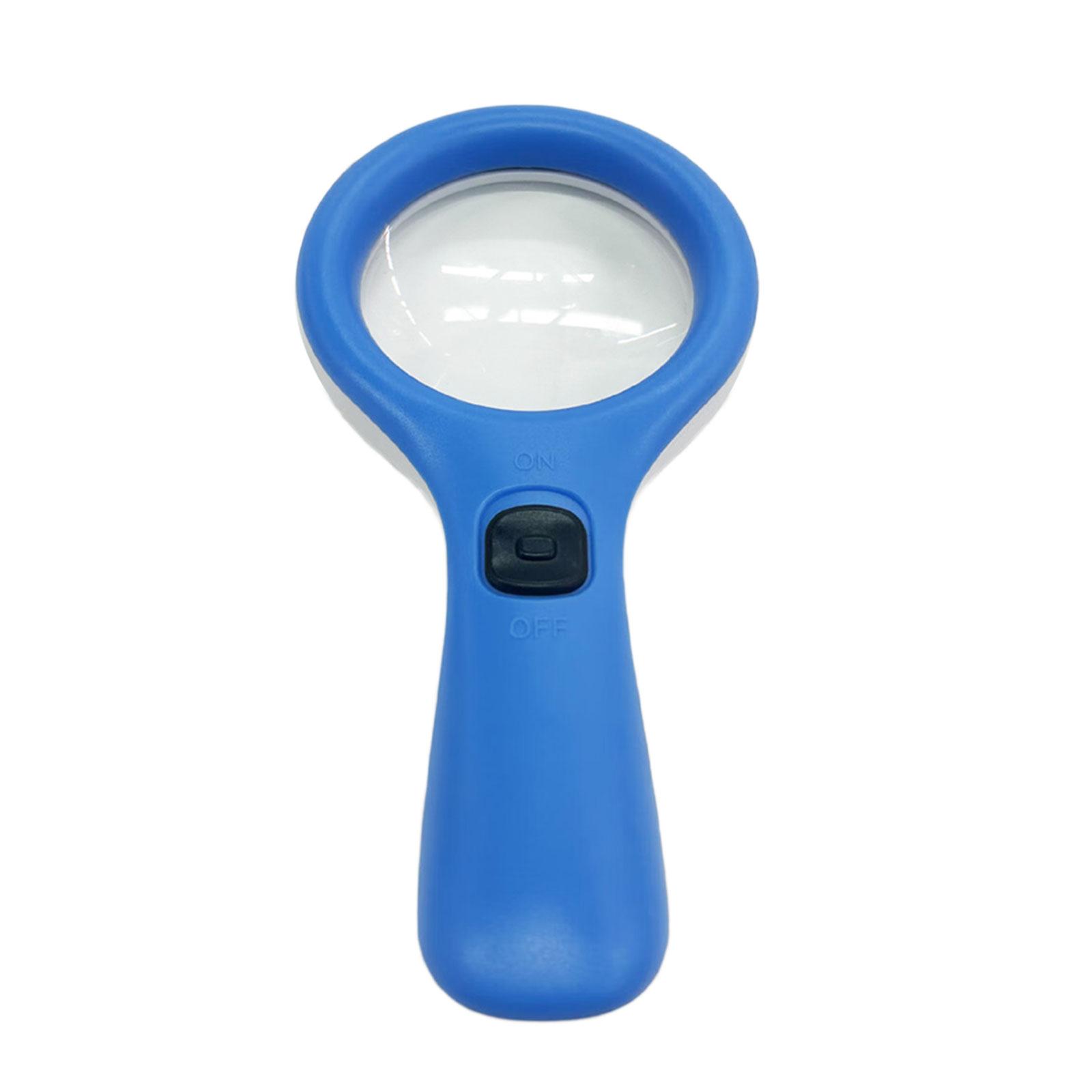 

10X Magnifying Glass With 3 LED Lights For Reading Exploration Kids Adults Ergonomic Handle Portable ABS Lens B