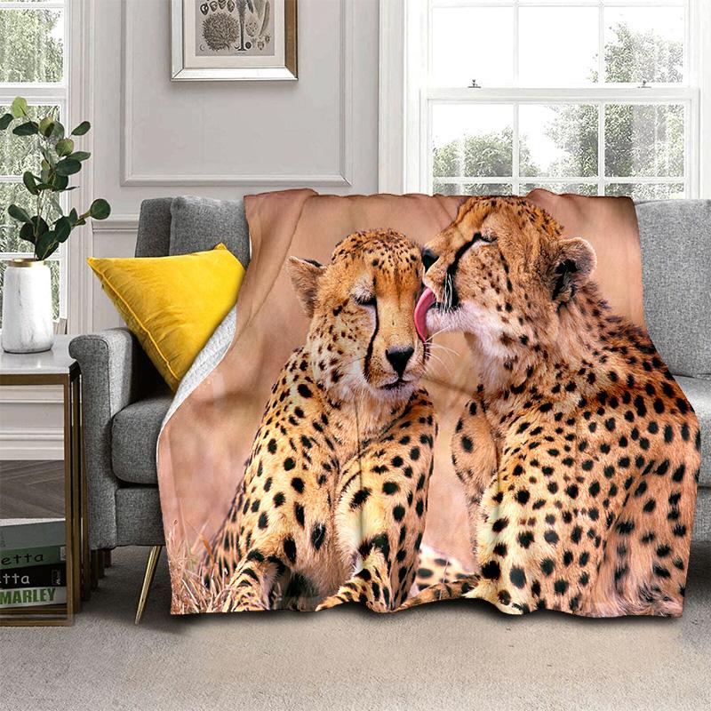 Bestia Zwierzę Leopard Gepard Kreskówka Koc, Miękki Koc do Rzucania do Domu Sypialni Łóżka Sofy Pikniku Podróży Biura Koc Okrywowy Dziecko