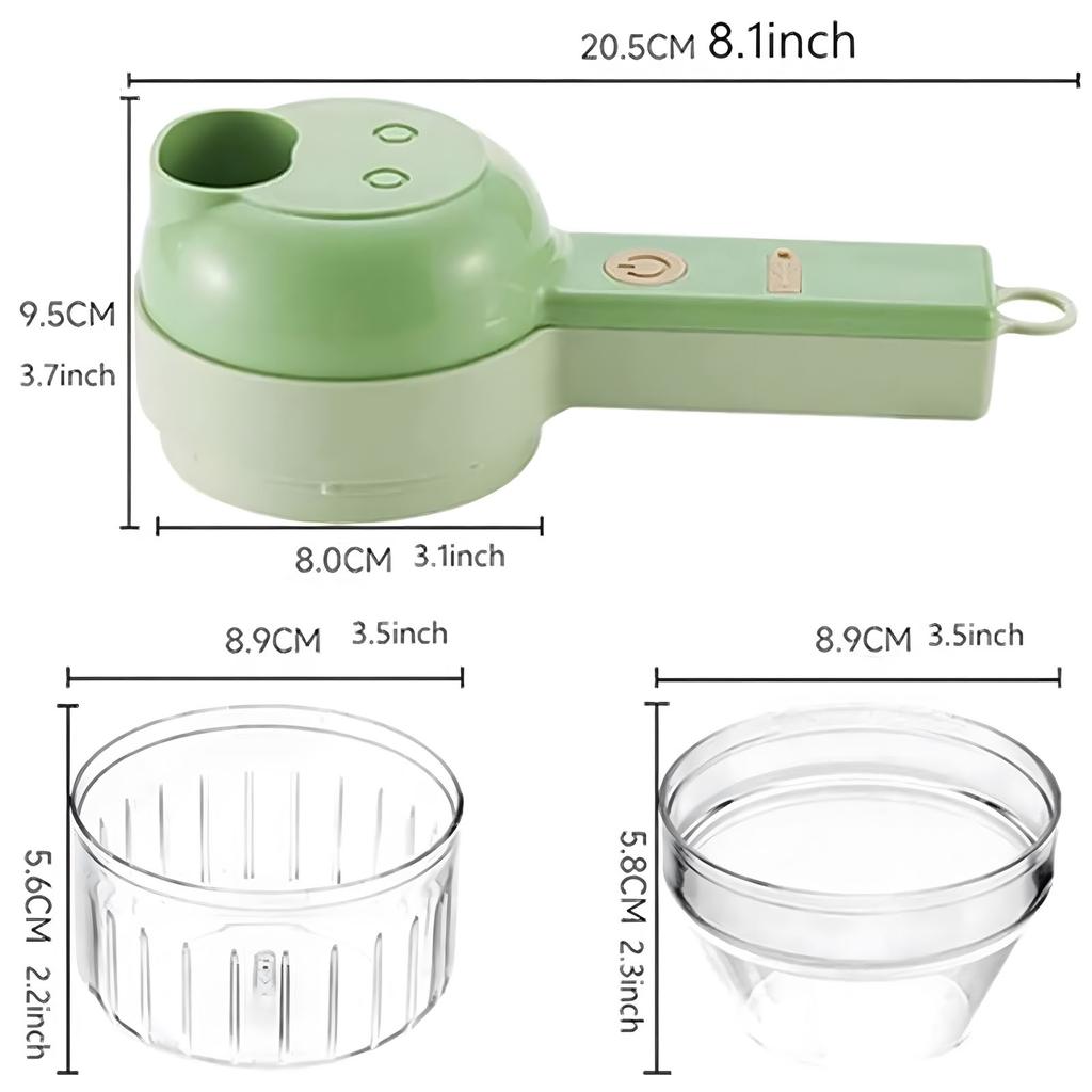 4 In 1 Portable Electric Vegetable Cutter Set Wireless Food Processor for Garlic Pepper Chili Onion Celery Ginger Meat with Brush