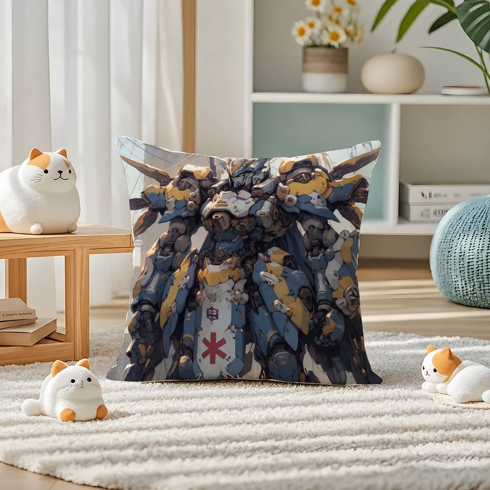 Mobile Suit Gundam Strike Gundam Anime Plush Pillow Cover Soft Short Plush Cushion Cover For Sofa Bedroom Home Decor Gift