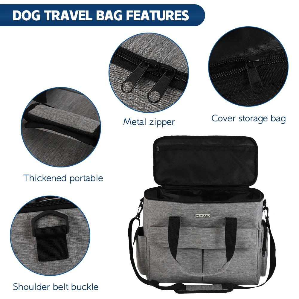 Large 6 PCS Airline Approved Dog Travel Bag Set Weekend Pet Travel Organizer with Multi-Function Pockets for Supplies