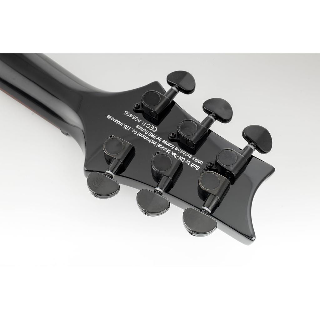 Musiclily Pro Gitarre Schwarz 3+3 Mechaniken, Halbmond-Knöpfe,