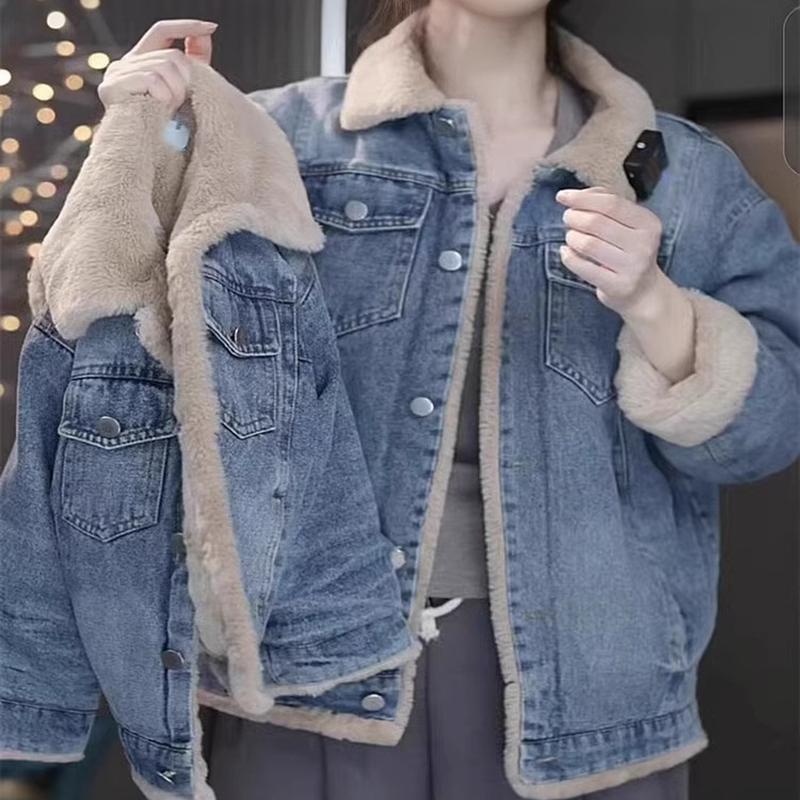 Girls Padded Denim Coat Boys Thicken Jacket Winter Children's Velvet Outerwear Autumn Warm Loose Parkas Kids Fashion Clothe