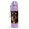 1PC Short Hair Chihuahua Dog 750ml Color Plastic Sports Water Bottle Leakproof Flip Straw Lid Suitable for Sports Office Home Use