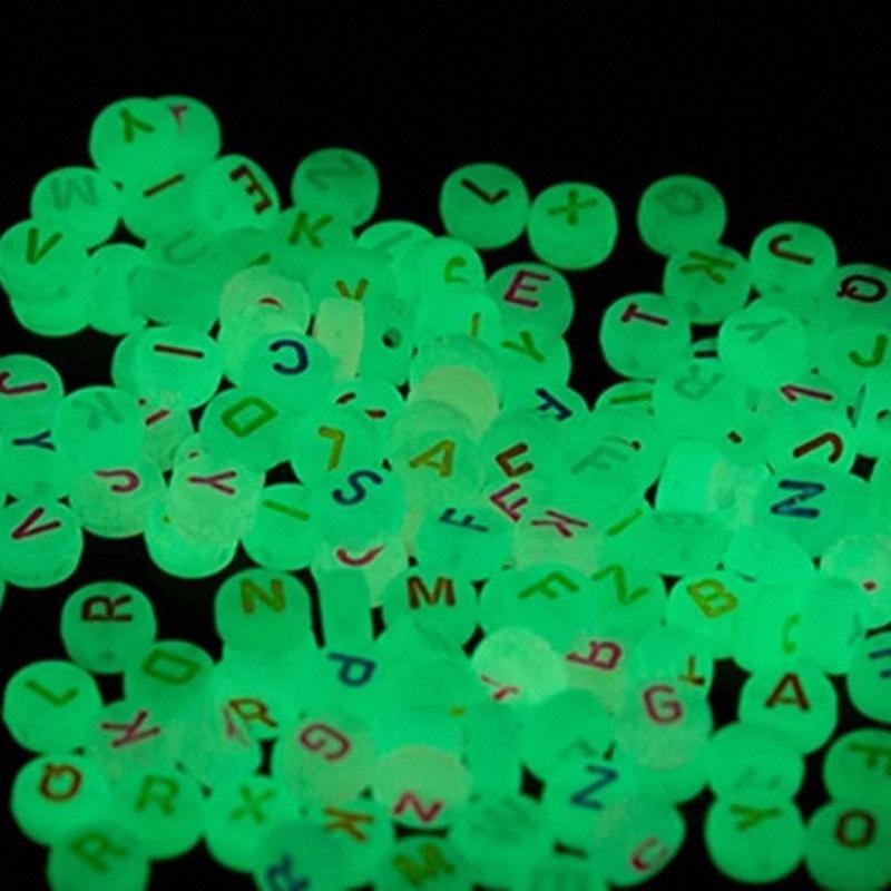 Glowing 4*7MM Colorful English Letter Beads: Acrylic Loose Beads for DIY Jewelry Accessories