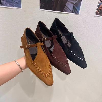 Retro Pointed Mary Jane Shoes Women's Autumn Versatile Temperament Autumn New Daily Women's Shoes Single Shoes