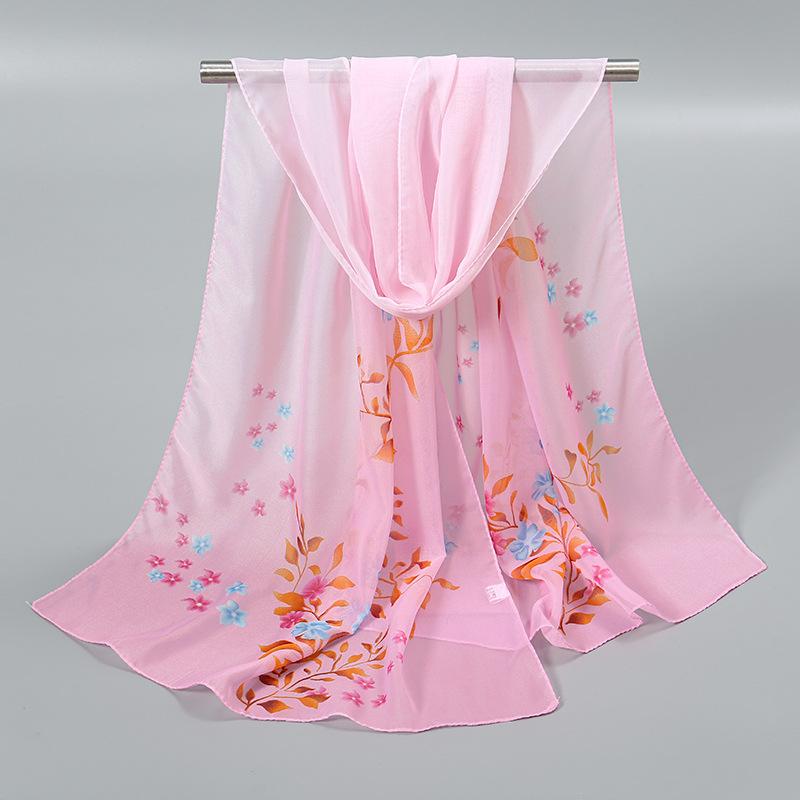 New Chiffon Printed Sun Protection Beach Scarf Scarf Thin Women's Versatile Chiffon Fresh Neck Scarf