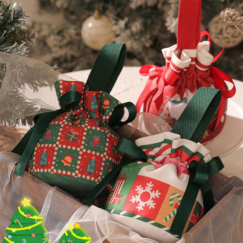 4PCS Sac Pomme Créatif à Main pour Noël Boîte Cadeau Pomme Veille de Noël Sac de Rangement Cadeau de Noël 2025