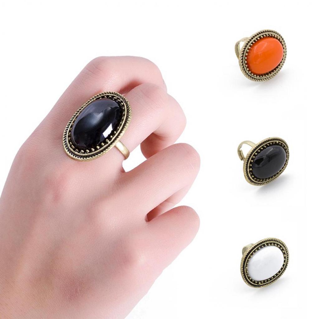 Vintage Retro Oval Adjustable Open Ring Women Fashion Party Banquet Jewelry