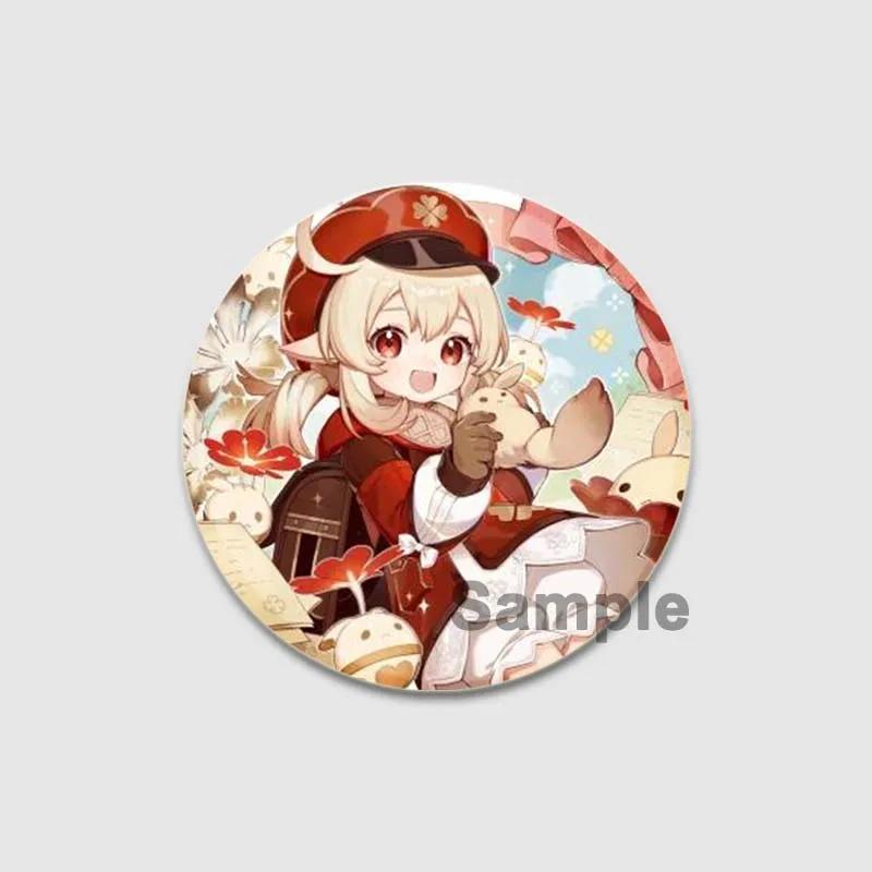 32/44/58mm Klee Pin Round Cartoon Funny Snap-in Brooche for Backpack Cothes Accessorie Anime Genshin Impact Collection Badge Hat Decoration