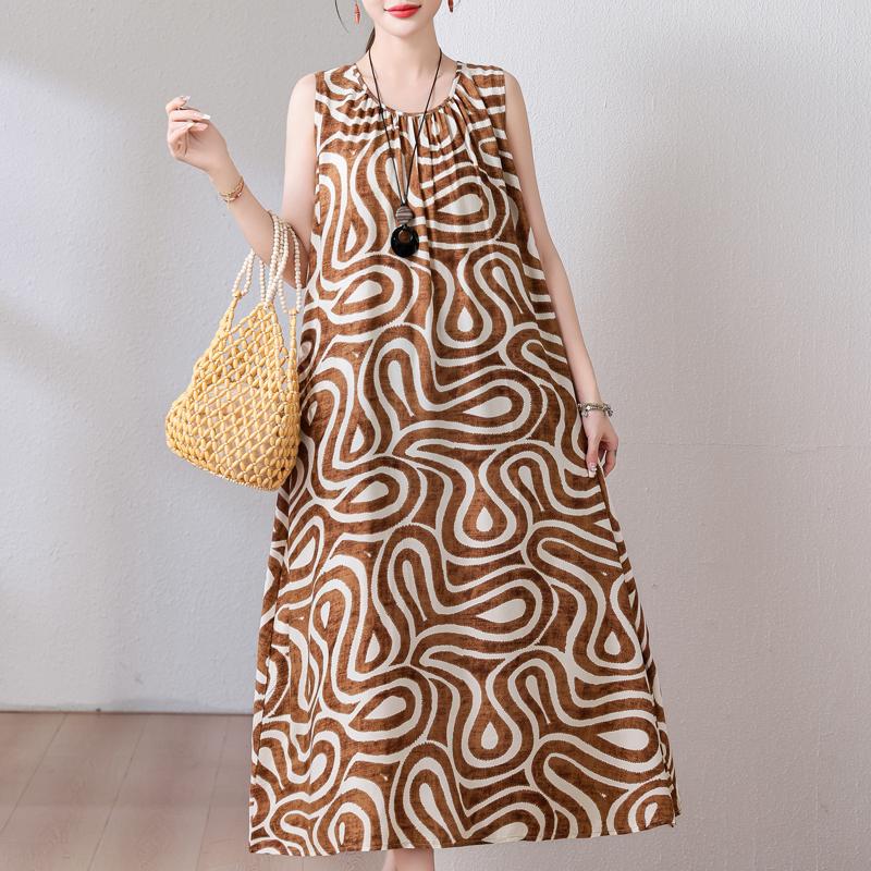 Plus Size Summer Long Dress for Women Clothes Elegant Sleeveless Loose Casual Dress