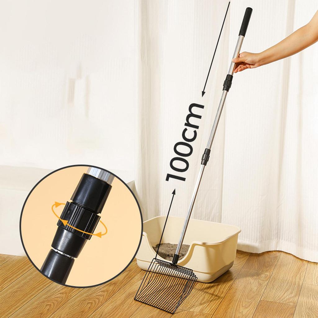 Cat Scoop Extendable No Bending Portable Easy Sifting Litter Sifter Long Handle for Bunny Kittens Rabbits Puppy