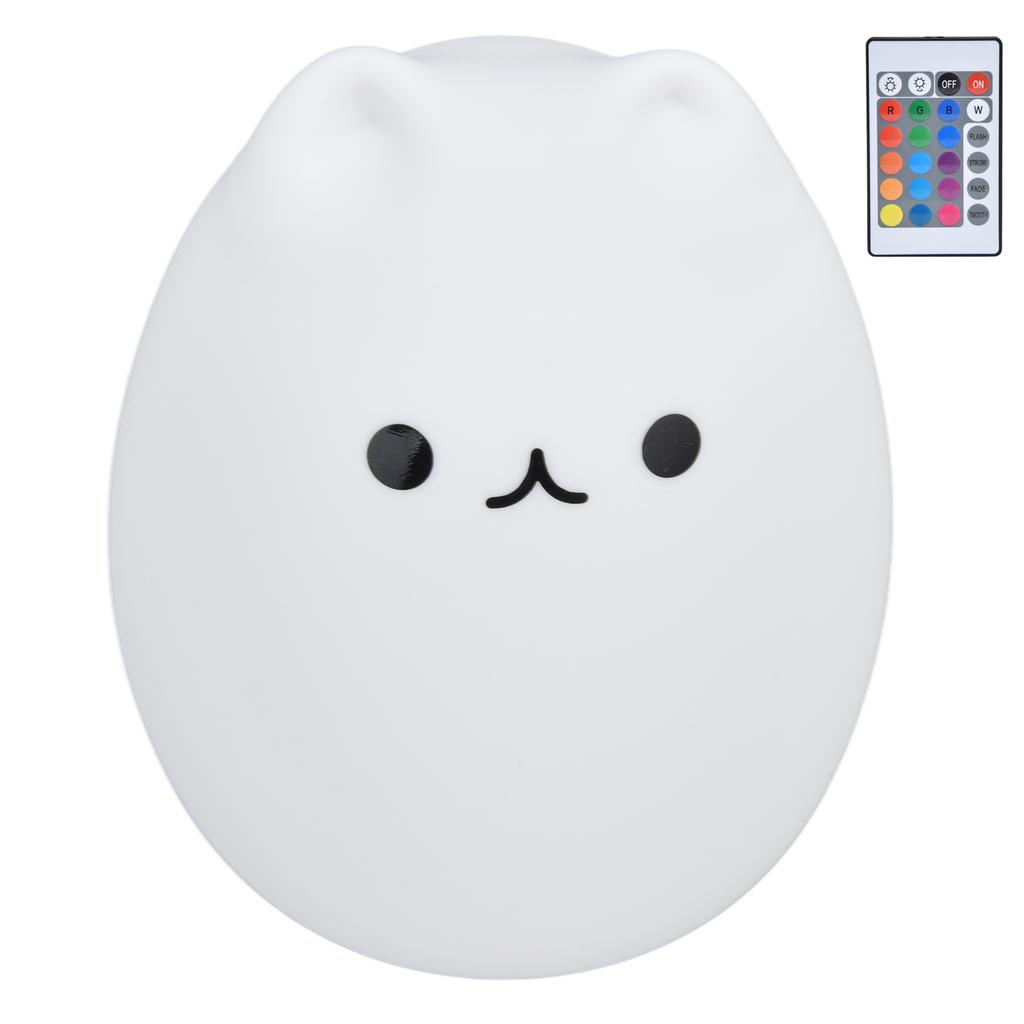 Silicone LED Night Light Remote Control USB Charging Colorful Cat Light for BedroomPopular Cat