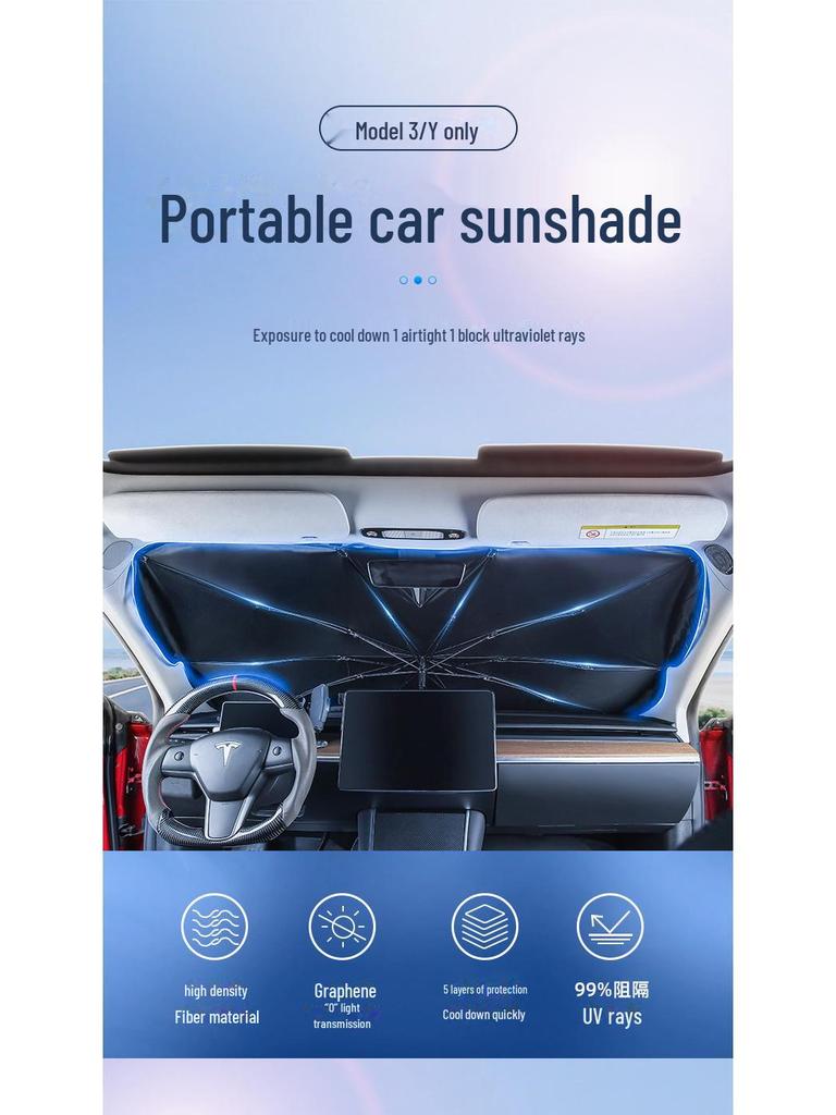 Tesla Electric Car Universal Front Windshield Anti-Glare Sunshade
