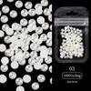 White Pearls Nail Beads DIY Manicure 3D Nail Art Decoration Rhinestone Half Round Mixed Size Beige Flatback Nail Material Supply