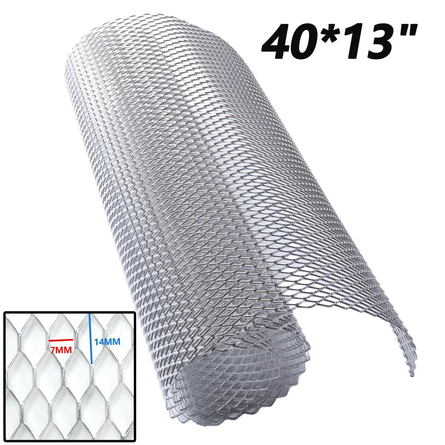Universal 40 X13  Car Grill Mesh Hole 7x14mm Aluminum Alloy Silver Hexagonal 1PC
