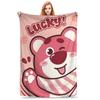Super Soft Lotso Strawberry Bear Throw Blanket Premium Flannel Fleece Lightweight Bed Blanket Super Cozy Blankets All Season Use