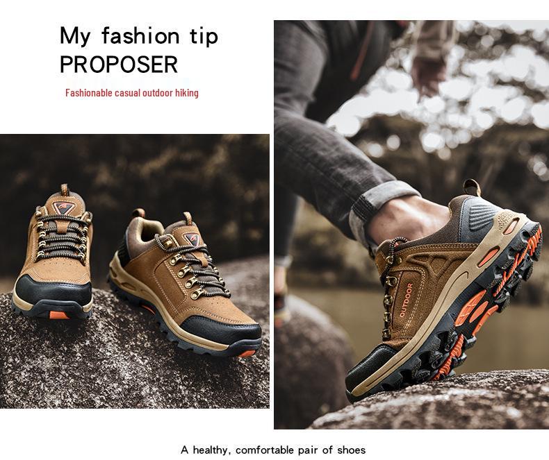 Pánské nadměrné protiskluzové šněrovací nízké turistické boty na podzim a zimu