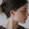 French Light Luxury Retro Brass Plated 18K Real Gold Inlaid Pearl Ear Bone Clip Earrings Niche Exquisite Ear Clip
