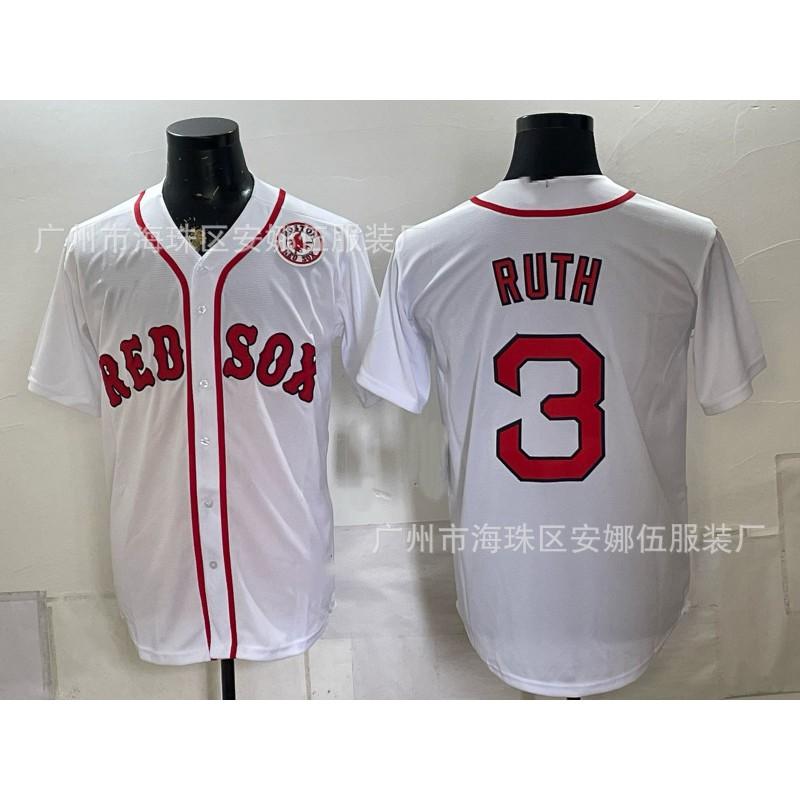 Maglietta da Baseball Unisex Ricamata Boston Red Sox Abbigliamento Sportivo Miscela di Cotone Traspirante Abbigliamento per tifosi