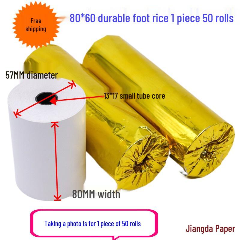 Enhanced Thermal Receipt Paper 80x60mm, 80x50mm - Kitchen-Grade, Waterproof, Tear-Resistant, Ideal for Delivery and Catering Printing.