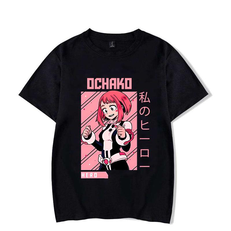 Nové anime tričko s grafickým potiskem OCHACO URARAKA Dámská móda Kulatý výstřih Volné tričko Streetwear Ležérní Harajuku tričko