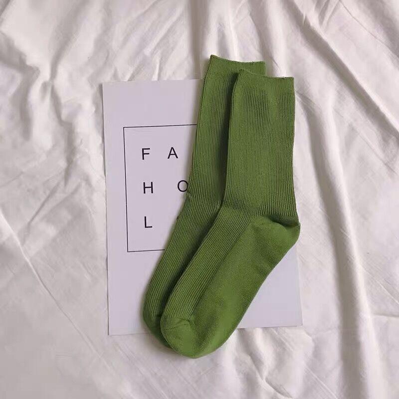 Colorful Harajuku Retro Women Lady Cotton Socks Fluorescent  Neon Color Korean Purple Yellow Pink Designer Skateboard Cool Cute