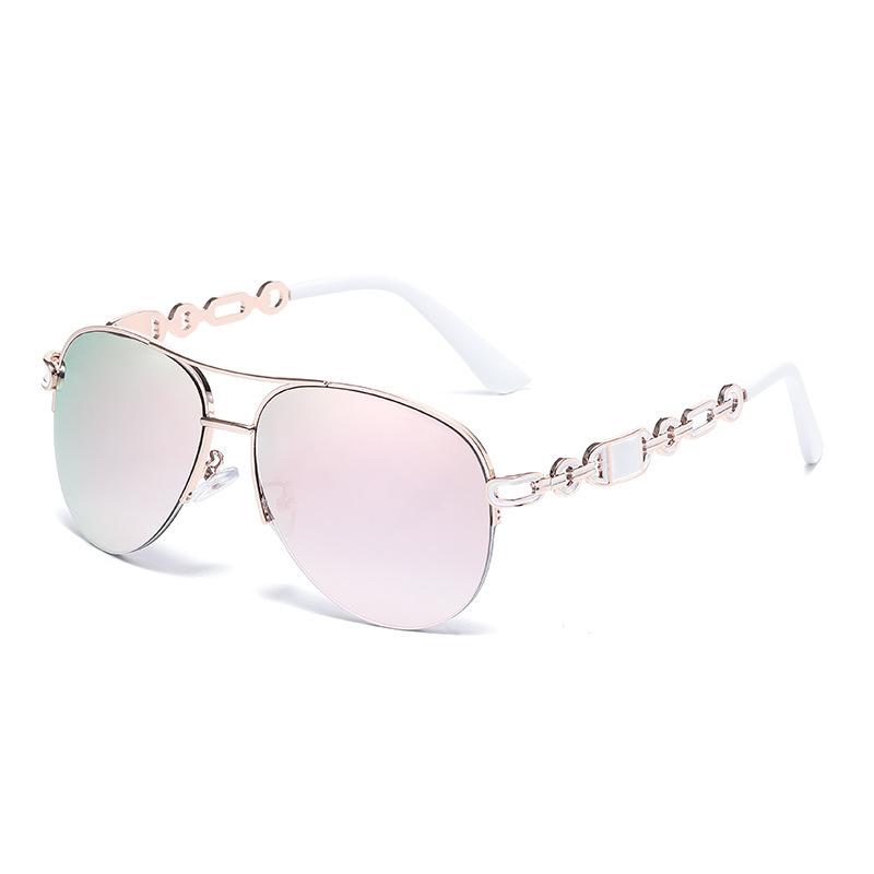Pilot Polarized Vintage Sunglasses Gradation Lens Metal Chain Frame Eyewear Double-Beam Fashion Uv400 Sun Glasses For Men Women