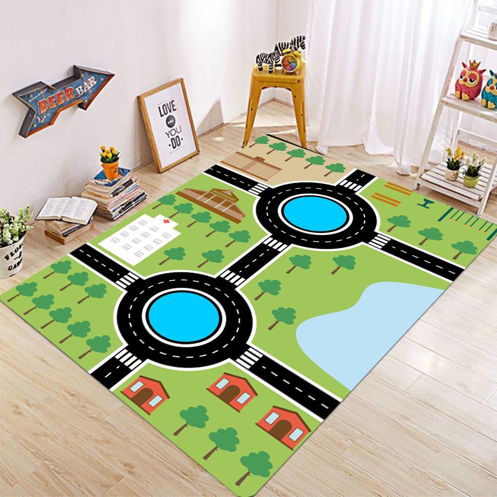 Children’s Educational City Life Playmat Rug Road Traffic System Carpet for Bedroom Playroom Fun Learning Floor Mat Safe Kids