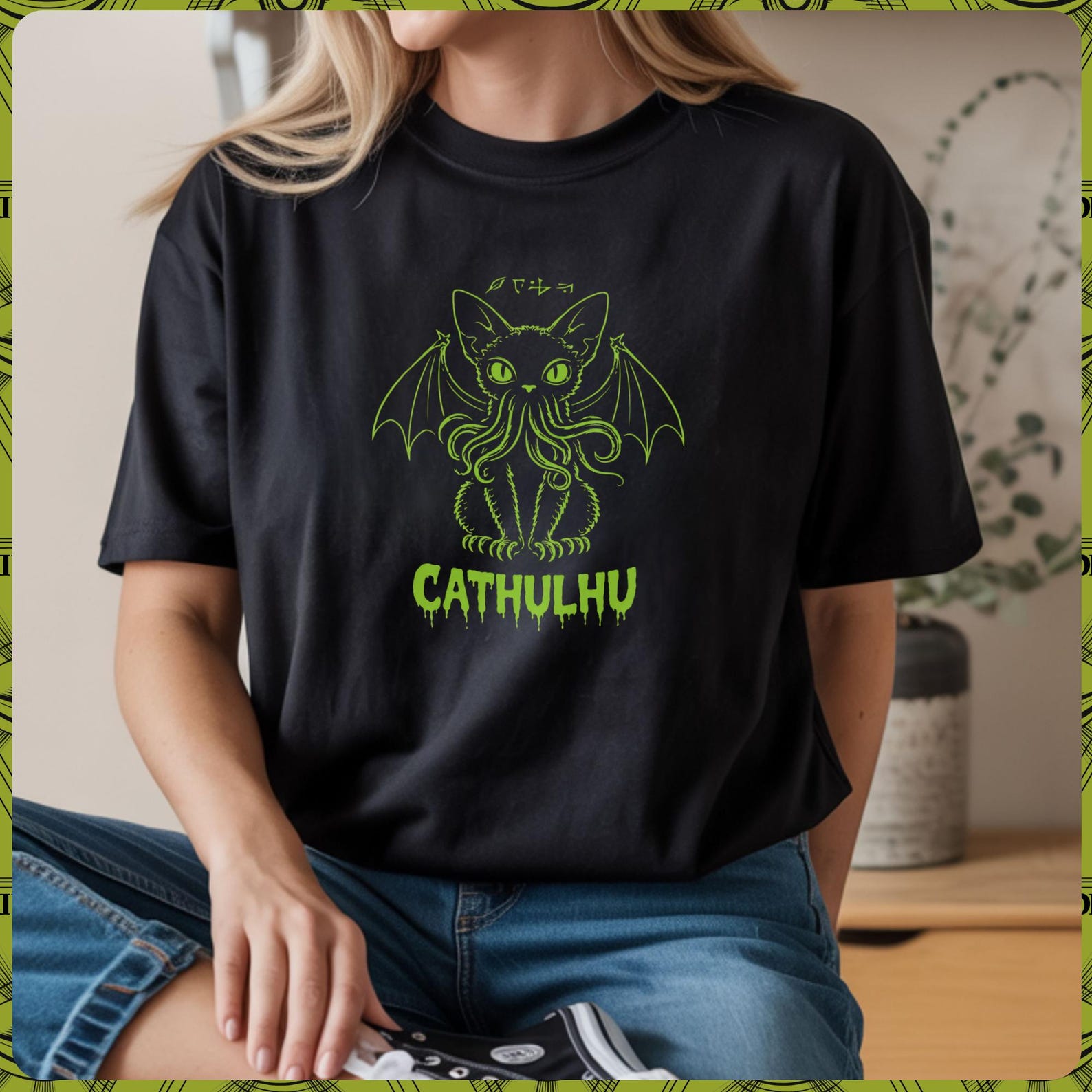 Cthulhu Cat Halloween Shirt Cathulhu Tee Gothic Cat Lover Gift Eldritch Familiar Shirt Lovecraft Horror T Shirt Spooky Cat Halloween Cat S