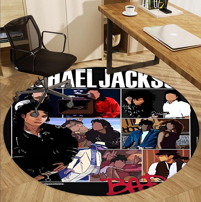 Tappeto Rotondo con Motivo Michael Jackson, Tappetino da Interno/Esterno, per Picnic, Sala Giochi, Camera da Letto, Ufficio, Soggiorno, Tappeto Decorativo per la Casa, Regalo di Compleanno