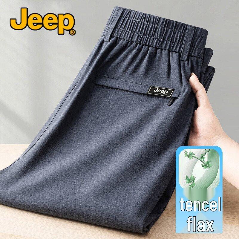 

JEEP Men s Tencel Linen Blend Straight-Leg Casual Pants L