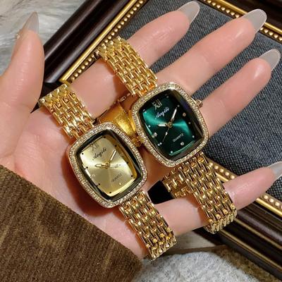 Quadratische Mittelalteruhr Damenuhr Schlichte Nische Leichter Luxus Goldkette Quarzuhr Marke Retro Uhr