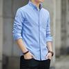 Camisa masculina de manga comprida, cor sólida, botão, cardigan, lapela, casual, camisa de primavera para trabalho