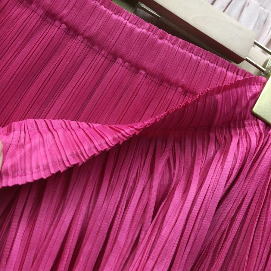 Miyake High-End Women's Tassel Layered Midi Skirt - Versatile & Slimming