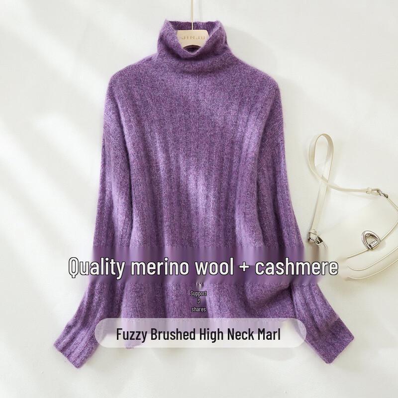 Jinjv Women s Thick Cashmere Blend High-Neck Sweater One Size