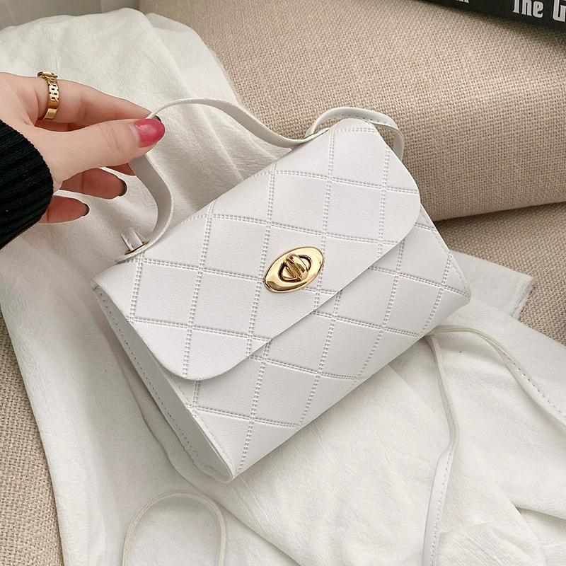 

Women s Quilted Pattern Synthetic Leather Crossbody Bag, Solid Color Casual Shoulder Bag, Modern Versatile Daily Handbag белый