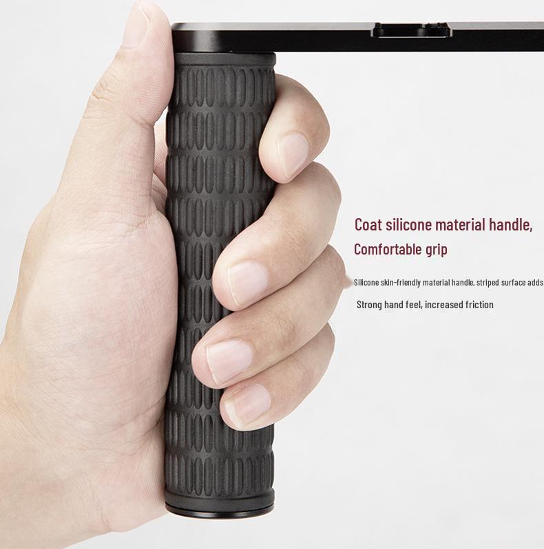 Manjike Portable Aluminum Phone Cage with Light and Mic for Live Streaming