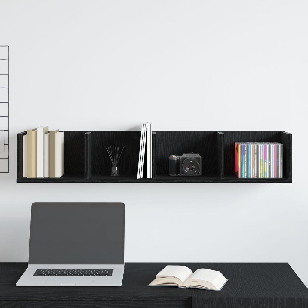 CD Ledge Made of Black Oak, Multifunctional Storage for Decorations and Vases, Ledge for Entrance, Living Room and Bathroom