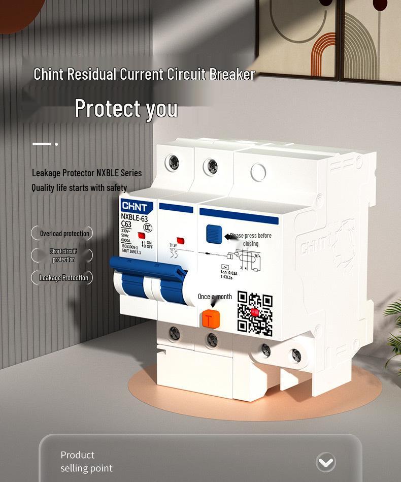 Chint Leakage Protector Circuit Breaker: 2P, 1P3P+N, 4P with Leakage Protection (32A, 20A, 40A, 63A) Air Switch