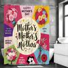 Mother's Day Floral Text Mother and Child Embrace Character Collage Shower Curtain, Bathroom Decorative Shower Curtain, Waterpro