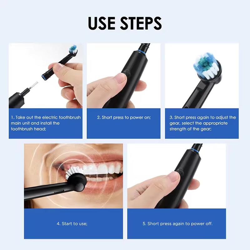 Electric Toothbrush Rechargeable Rotary Cleaning Teeth Brush  With 4 Soft Brush Heads 5 Modes Waterproof IPX7 Adult Toothbrush