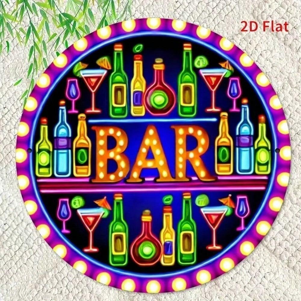 Metal Poster Wall Decor Retro Neon Aluminum Sign for Bar Cafe Courtyard
