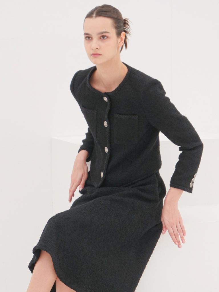 Acud Alpaca Tweed Flare Skirt _Black