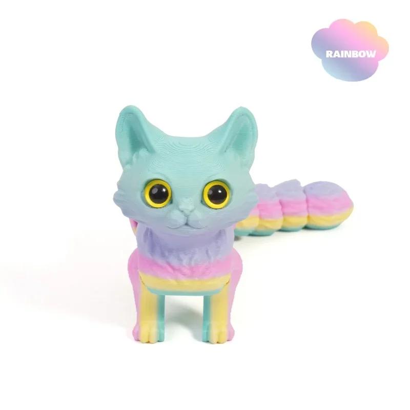 Creative 3d Printing Cute Cartoon Kitten Shape Luminous Color Ornaments Suitable For Home Office Desktop Decoration